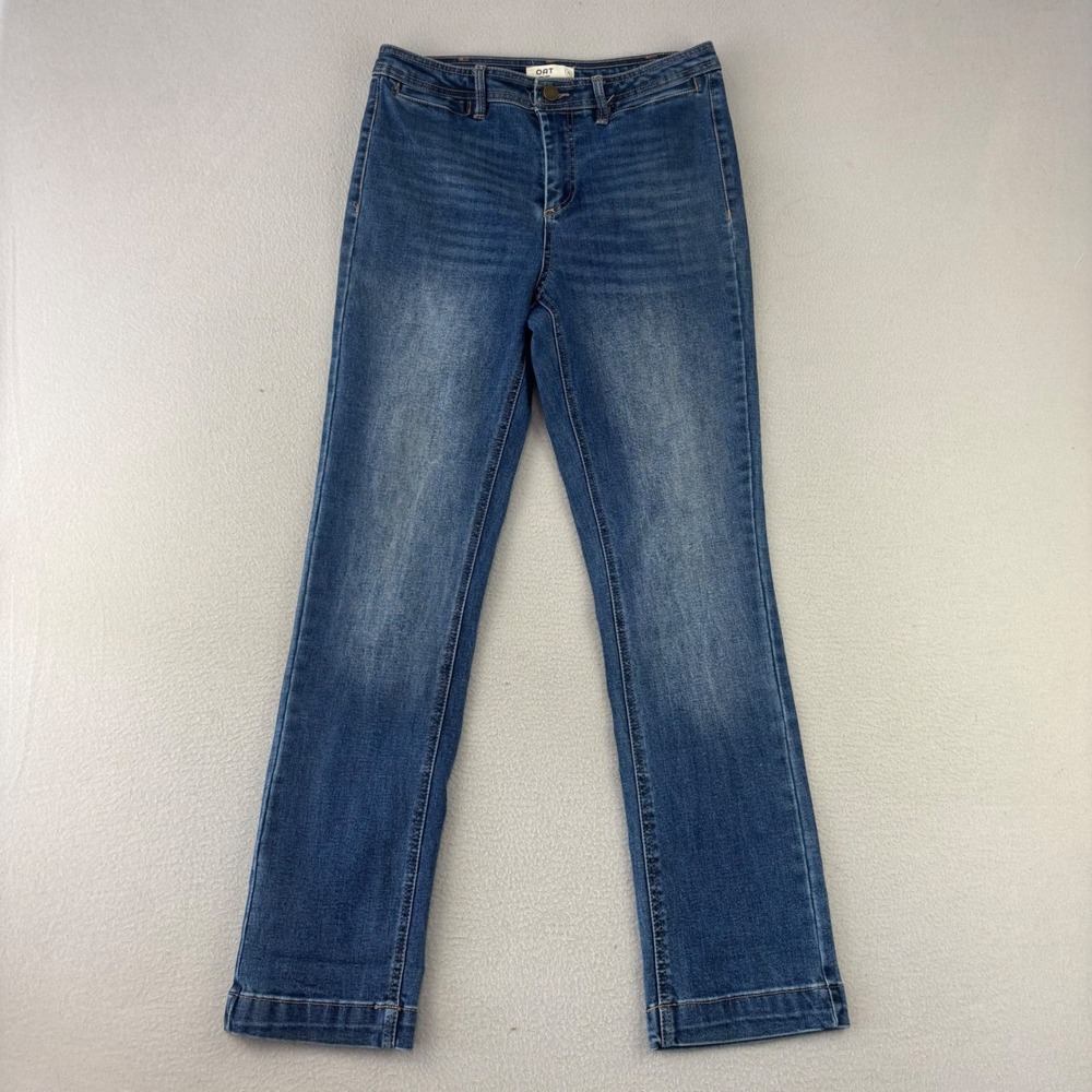 OAT New York High Rise Jeans Women 25 Blue‎ Denim Straight Leg Stretch Workwear